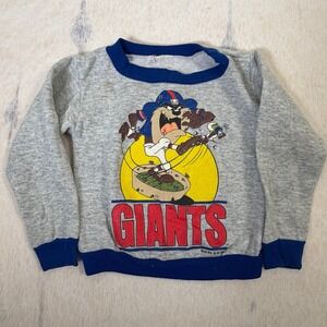 Vintage Looney Tunes Taz Giants Sweatshirt Kids Football Cartoon 1992 Gray 2T
